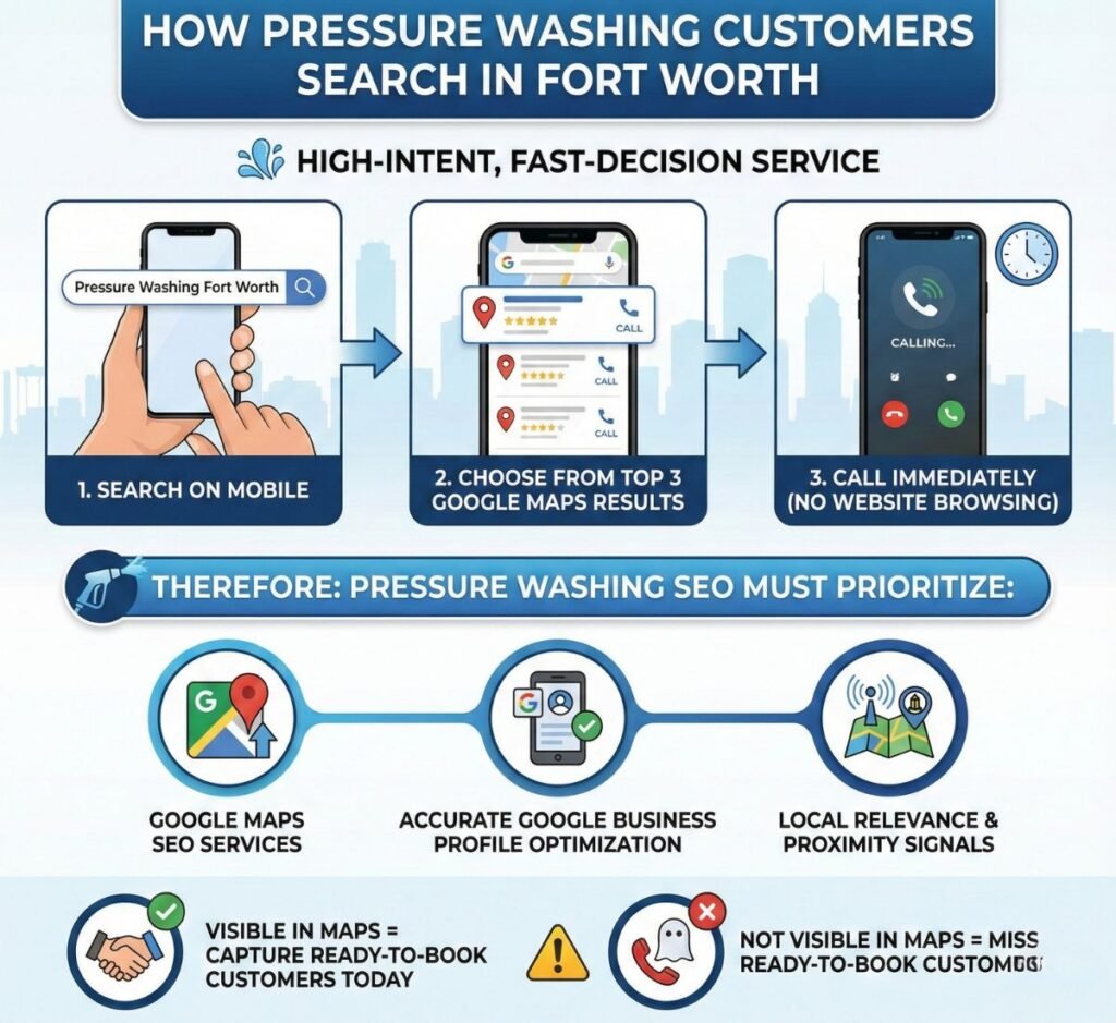 Local SEO for Pressure Washing Companies in Fort Worth That Generates Calls, Quotes & Booked Jobs